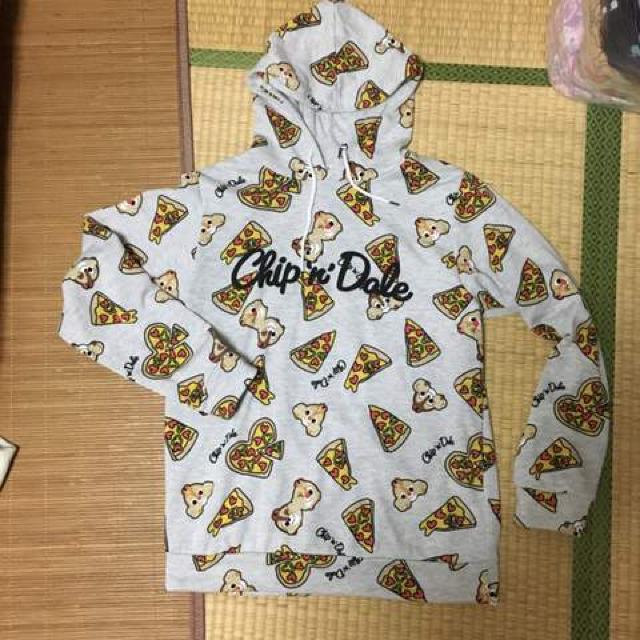 ディズニー・チップ&デールピザ柄パーカープルオーバーLL4L < 女性ファッション ディズニー・チップ&デールピザ柄パーカープルオーバーLL4L < 女性ファッションの