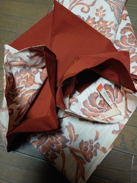 タグ付き未仕立ての袋帯、紬地、芯なし、花柄 < 女性ファッション  タグ付き未仕立ての袋帯、紬地、芯なし、花柄 < 女性ファッションの