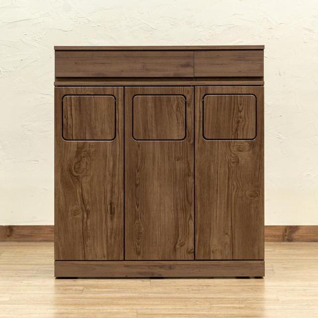 【送料無料】フラップ式ダストボックス 3分別 ゴミ箱 45L 木目調 ブラウン キャスター付き < インテリア/ライフ  【送料無料】フラップ式ダストボックス 3分別 ゴミ箱 45L 木目調 ブラウン キャスター付き < インテリア/ライフの