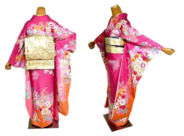【最高級】新品同様 ピンク 暈し染め 銀通し 金駒シシュウ 花尽し 可愛い振袖 身丈164cm 裄丈66.5cm T3500 < 女性ファッション  【最高級】新品同様 ピンク 暈し染め 銀通し 金駒シシュウ 花尽し 可愛い振袖 身丈164cm 裄丈66.5cm T3500 < 女性ファッションの