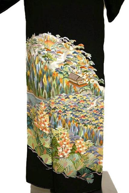 【最高峰】【未使用品】作家物 蘇州・汕頭シシュウ; 金糸 飛鶴風景花文 比翼 黒留袖 身丈156cm 裄丈63.5cm T3535 < 女性ファッション  【最高峰】【未使用品】作家物 蘇州・汕頭シシュウ; 金糸 飛鶴風景花文 比翼 黒留袖 身丈156cm 裄丈63.5cm T3535 < 女性ファッションの