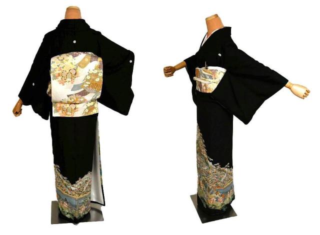 【最高峰】【未使用品】作家物 蘇州・汕頭シシュウ; 金糸 飛鶴風景花文 比翼 黒留袖 身丈156cm 裄丈63.5cm T3535 < 女性ファッション  【最高峰】【未使用品】作家物 蘇州・汕頭シシュウ; 金糸 飛鶴風景花文 比翼 黒留袖 身丈156cm 裄丈63.5cm T3535 < 女性ファッションの