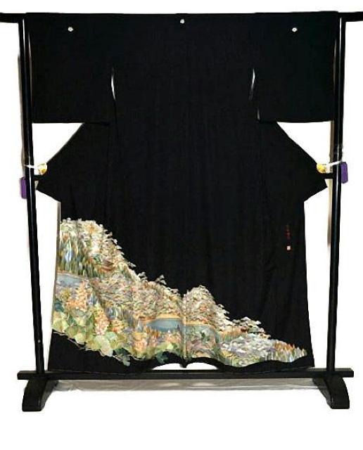 【最高峰】【未使用品】作家物 蘇州・汕頭シシュウ; 金糸 飛鶴風景花文 比翼 黒留袖 身丈156cm 裄丈63.5cm T3535 < 女性ファッション  【最高峰】【未使用品】作家物 蘇州・汕頭シシュウ; 金糸 飛鶴風景花文 比翼 黒留袖 身丈156cm 裄丈63.5cm T3535 < 女性ファッションの