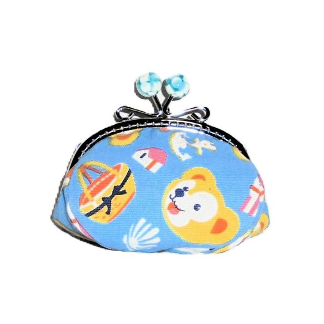 ◆ダッフィー【マリン柄・ブルー】◆ブルーマーブル玉がまぐちポーチ【くし型】 < 女性ファッション ◆ダッフィー【マリン柄・ブルー】◆ブルーマーブル玉がまぐちポーチ【くし型】 < 女性ファッションの