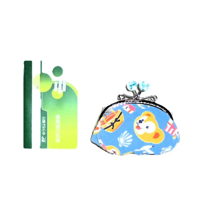 ◆ダッフィー【マリン柄・ブルー】◆ブルーマーブル玉がまぐちポーチ【くし型】 < 女性ファッション ◆ダッフィー【マリン柄・ブルー】◆ブルーマーブル玉がまぐちポーチ【くし型】 < 女性ファッションの