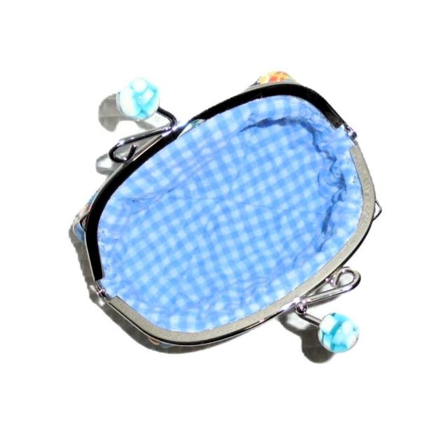 ◆ダッフィー【マリン柄・ブルー】◆ブルーマーブル玉がまぐちポーチ【くし型】 < 女性ファッション ◆ダッフィー【マリン柄・ブルー】◆ブルーマーブル玉がまぐちポーチ【くし型】 < 女性ファッションの