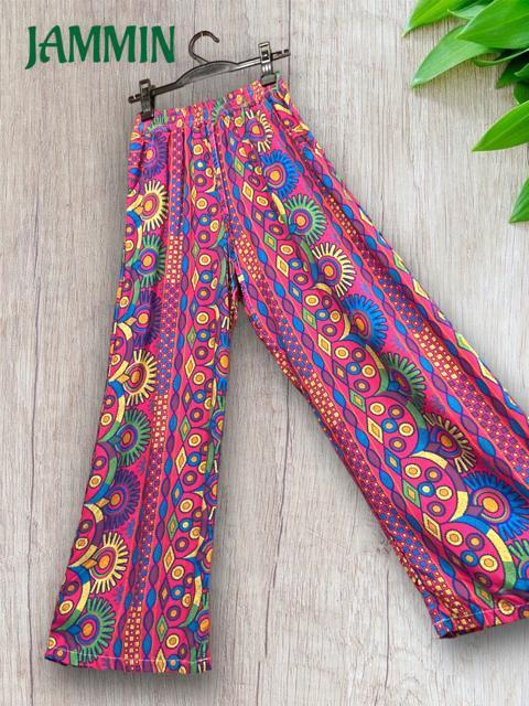 カラフルアジアン柄パンツ ピンク エスニック アジアン ヒッピー サイケ < 女性ファッション カラフルアジアン柄パンツ ピンク エスニック アジアン ヒッピー サイケ < 女性ファッションの