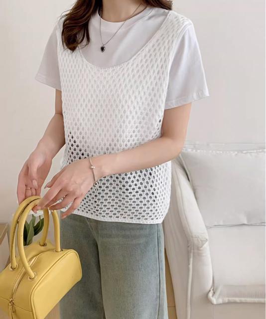 送料無料 新品 透かし編みニットベスト 重ね着ニットジレ < 女性ファッション  送料無料 新品 透かし編みニットベスト 重ね着ニットジレ < 女性ファッションの