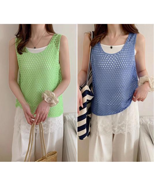 送料無料 新品 透かし編みニットベスト 重ね着ニットジレ < 女性ファッション  送料無料 新品 透かし編みニットベスト 重ね着ニットジレ < 女性ファッションの