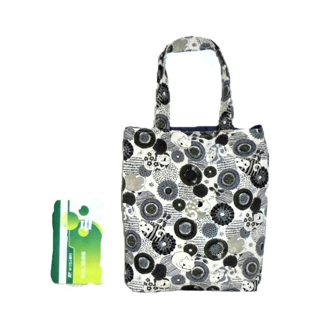 ◆スクエアベーシックトートバッグ◆北欧◆まんまる猫と花◆グレー系 < 女性ファッション ◆スクエアベーシックトートバッグ◆北欧◆まんまる猫と花◆グレー系 < 女性ファッションの