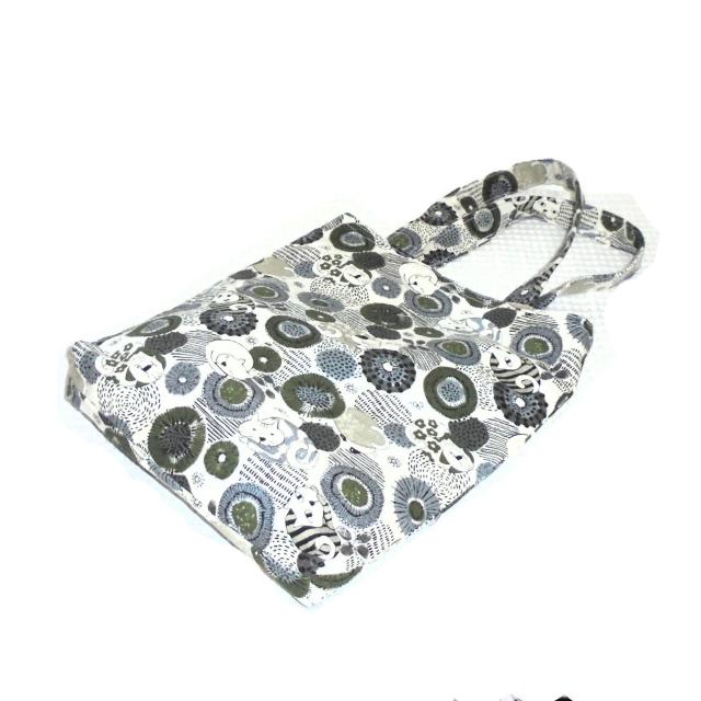 ◆スクエアベーシックトートバッグ◆北欧◆まんまる猫と花◆グレー系 < 女性ファッション ◆スクエアベーシックトートバッグ◆北欧◆まんまる猫と花◆グレー系 < 女性ファッションの