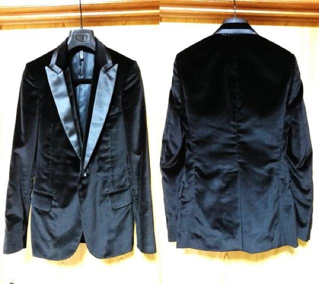 正規美 レア Dior Homme ディオールオム スモーキングジャケット 黒 ベルベット 最小38 < ブランド  正規美 レア Dior Homme ディオールオム スモーキングジャケット 黒 ベルベット 最小38 < ブランドの