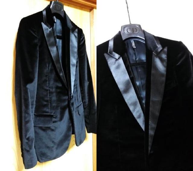 正規美 レア Dior Homme ディオールオム スモーキングジャケット 黒 ベルベット 最小38 < ブランド  正規美 レア Dior Homme ディオールオム スモーキングジャケット 黒 ベルベット 最小38 < ブランドの