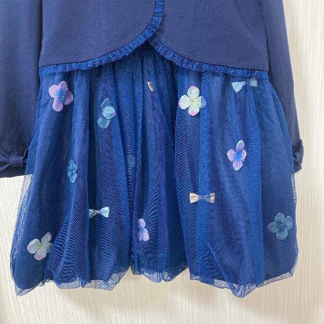 美品 パンパンチュチュ 130 ネイビー フラワー刺繍 セレモニーワンピース < キッズ/ベビー  美品 パンパンチュチュ 130 ネイビー フラワー刺繍 セレモニーワンピース < キッズ/ベビーの