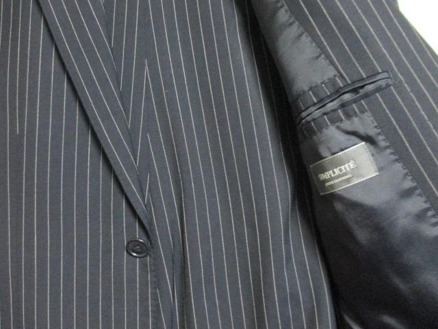 ☆SIMPLICITE シンプリシティエ ストライプ柄 セットアップ スーツ/メンズ/44☆ネイビー < 男性ファッション ☆SIMPLICITE シンプリシティエ ストライプ柄 セットアップ スーツ/メンズ/44☆ネイビー < 男性ファッションの