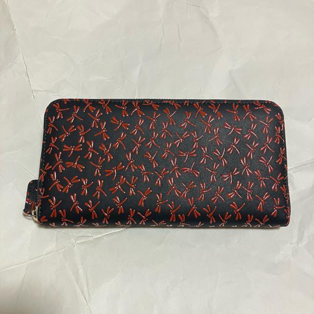 【美品】【エルシオン】【日本製】 鹿(印伝) / ラウンドファスナー 長財布 トンボ柄 < 女性ファッション 【美品】【エルシオン】【日本製】 鹿(印伝) / ラウンドファスナー 長財布 トンボ柄 < 女性ファッションの