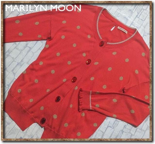 マリリンムーン 水玉カットカーディガン 朱色 < 女性ファッション マリリンムーン 水玉カットカーディガン 朱色 < 女性ファッションの