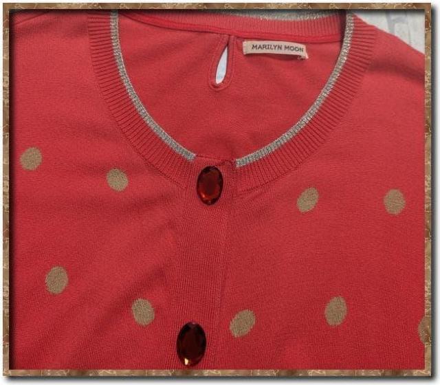 マリリンムーン 水玉カットカーディガン 朱色 < 女性ファッション マリリンムーン 水玉カットカーディガン 朱色 < 女性ファッションの
