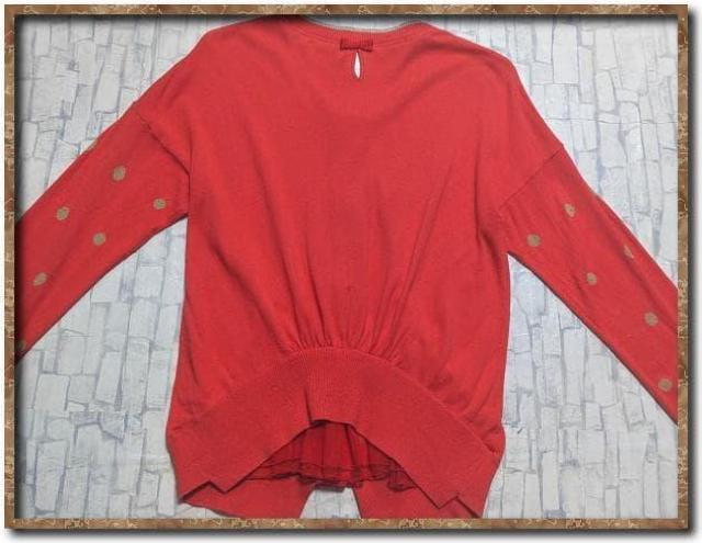 マリリンムーン 水玉カットカーディガン 朱色 < 女性ファッション マリリンムーン 水玉カットカーディガン 朱色 < 女性ファッションの