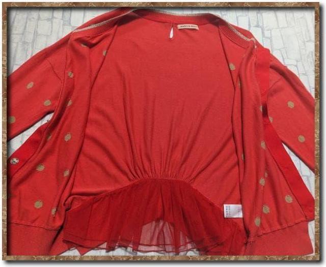 マリリンムーン 水玉カットカーディガン 朱色 < 女性ファッション マリリンムーン 水玉カットカーディガン 朱色 < 女性ファッションの