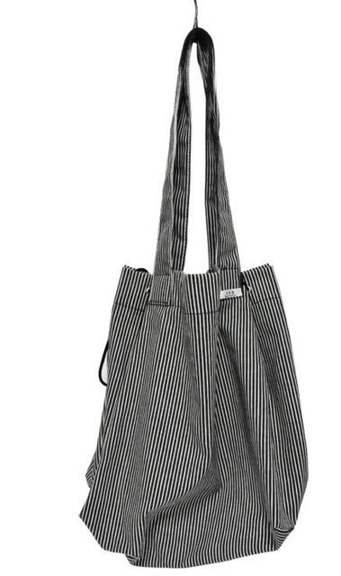 ブラックヒッコリーデニムレジカゴ型バスケットエコバッグ < 女性ファッション  ブラックヒッコリーデニムレジカゴ型バスケットエコバッグ  < 女性ファッションの