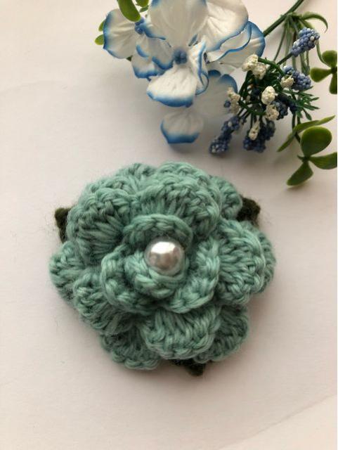 ハンドメイド ストールピン 大きめ 薔薇 ウール axes好き ミント < 女性ファッション  ハンドメイド ストールピン 大きめ 薔薇 ウール axes好き ミント  < 女性ファッションの