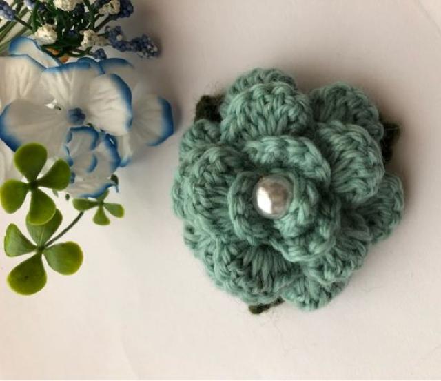 ハンドメイド ストールピン 大きめ 薔薇 ウール axes好き ミント < 女性ファッション  ハンドメイド ストールピン 大きめ 薔薇 ウール axes好き ミント < 女性ファッションの