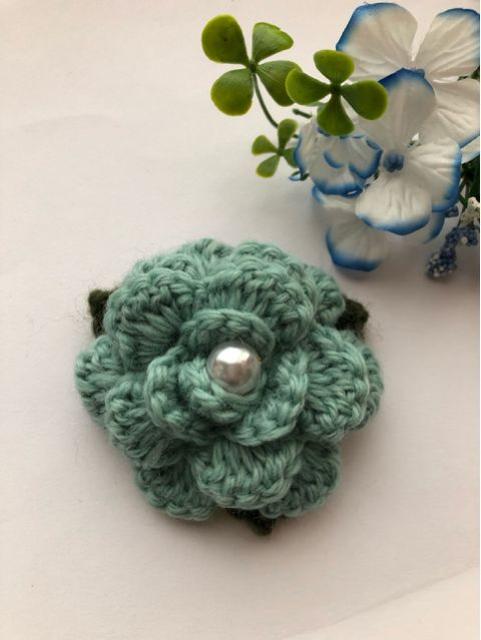 ハンドメイド ストールピン 大きめ 薔薇 ウール axes好き ミント < 女性ファッション  ハンドメイド ストールピン 大きめ 薔薇 ウール axes好き ミント < 女性ファッションの