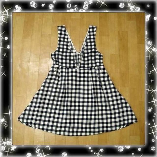 定価4212円◆モノトーン チェック Aライン フレア ワンピース M < 女性ファッション  定価4212円◆モノトーン チェック Aライン フレア ワンピース M < 女性ファッションの