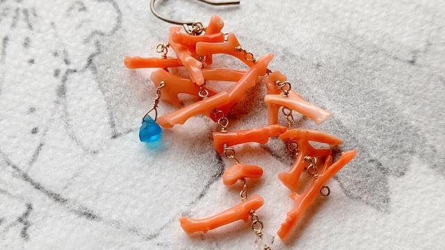 14kgf*枝さんごの片耳ピアス*24018 < 女性アクセサリー/時計 14kgf*枝さんごの片耳ピアス*24018 < 女性アクセサリー/時計の