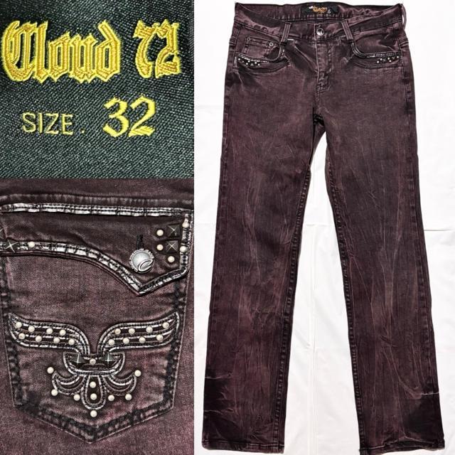 新品 近い 美品 CLOUD72 スタッズ 加工 デニム 32 ジーンズ Y2K ロック シルバー アクセサリー お兄限定 V系 < 男性ファッション  新品 近い 美品 CLOUD72 スタッズ 加工 デニム 32 ジーンズ Y2K ロック シルバー アクセサリー お兄限定 V系  < 男性ファッションの