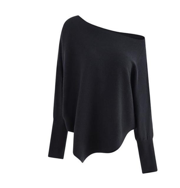 ゆったり ニット ドルマン セーター 裾不規則 ブラック 大きいサイズ < 女性ファッション ゆったり ニット ドルマン セーター 裾不規則 ブラック 大きいサイズ < 女性ファッションの