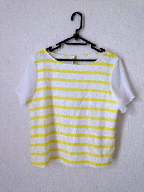 可愛い♪黄色 イエロー レース 袖シフォン ブラウス シャツ < 女性ファッション  可愛い♪黄色 イエロー レース 袖シフォン ブラウス シャツ  < 女性ファッションの