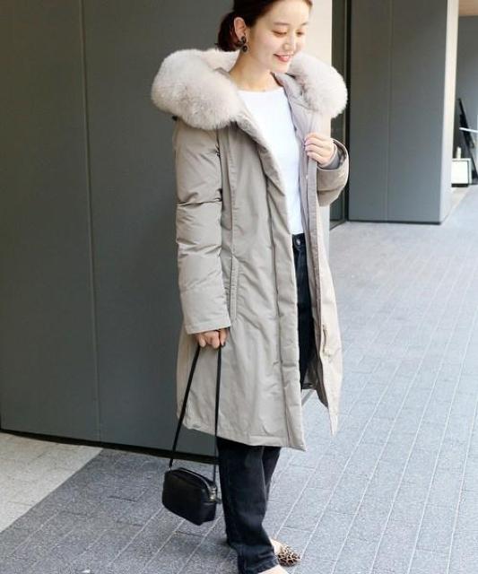 WOOLRICHIENABOWBRIDGEウールリッチイエナコラボ別注グレージュグレーベージュダウンコートフォックスファーFOX < ブランド WOOLRICHIENABOWBRIDGEウールリッチイエナコラボ別注グレージュグレーベージュダウンコートフォックスファーFOX < ブランドの