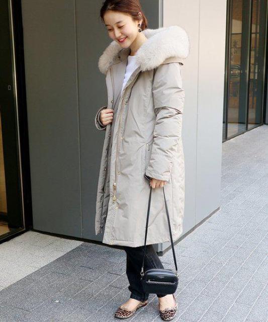 WOOLRICHIENABOWBRIDGEウールリッチイエナコラボ別注グレージュグレーベージュダウンコートフォックスファーFOX < ブランド WOOLRICHIENABOWBRIDGEウールリッチイエナコラボ別注グレージュグレーベージュダウンコートフォックスファーFOX < ブランドの