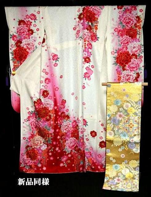 【最高峰】新品同様 金彩 銀通し シシュウ 笹 桜 牡丹 藤 中古振袖・袋帯 身丈168.5cm 裄丈68.5cm T3502 < 女性ファッション  【最高峰】新品同様 金彩 銀通し シシュウ 笹 桜 牡丹 藤 中古振袖・袋帯 身丈168.5cm 裄丈68.5cm T3502 < 女性ファッションの