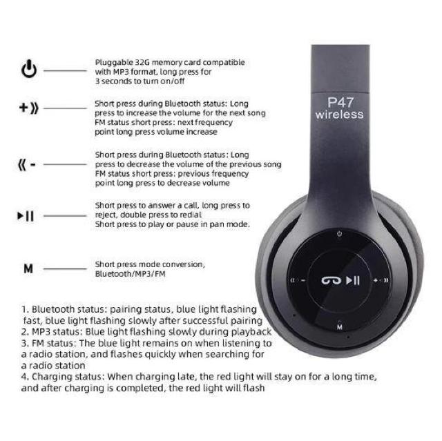 P47 ホワイト ワイヤレスヘッドフォン ヘッドホン ノイズキャンセリングヘッドホンBluetooth 5.0ワイヤレス 180 < 家電/AV  P47 ホワイト ワイヤレスヘッドフォン ヘッドホン ノイズキャンセリングヘッドホンBluetooth 5.0ワイヤレス 180 < 家電/AVの