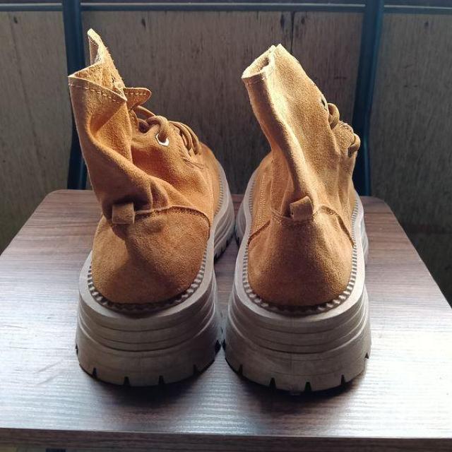 新品 23.5cm レディース ブーツ ブラウン 厚底 シューズ サイドゴア < 女性ファッション 新品 23.5cm レディース ブーツ ブラウン 厚底 シューズ サイドゴア < 女性ファッションの