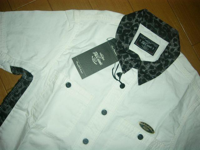 新品クライミーCRIMIE半袖ワークシャツS白黒レオパード柄切替 < ブランド  新品クライミーCRIMIE半袖ワークシャツS白黒レオパード柄切替 < ブランドの