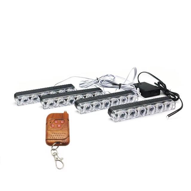 リモコン式 USAパトカー回転灯 4連 警察LED警告灯 ブルーとレッドLEDが点滅フラッシュ リモコンで点灯パターンを選択OK < 自動車/バイク リモコン式 USAパトカー回転灯 4連 警察LED警告灯 ブルーとレッドLEDが点滅フラッシュ リモコンで点灯パターンを選択OK < 自動車/バイク