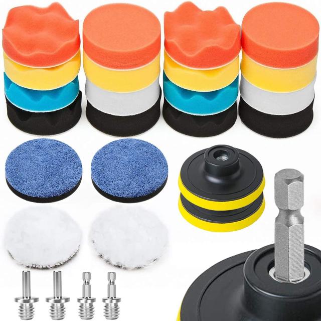 ポリッシャー バフ 80mm 26点 六角軸付き 電動ポリッシャー用 電気ドリル インパクトドライバー用 研磨パッド 洗車セット < 自動車/バイク ポリッシャー バフ 80mm 26点 六角軸付き 電動ポリッシャー用 電気ドリル インパクトドライバー用 研磨パッド 洗車セット < 自動車/バイク