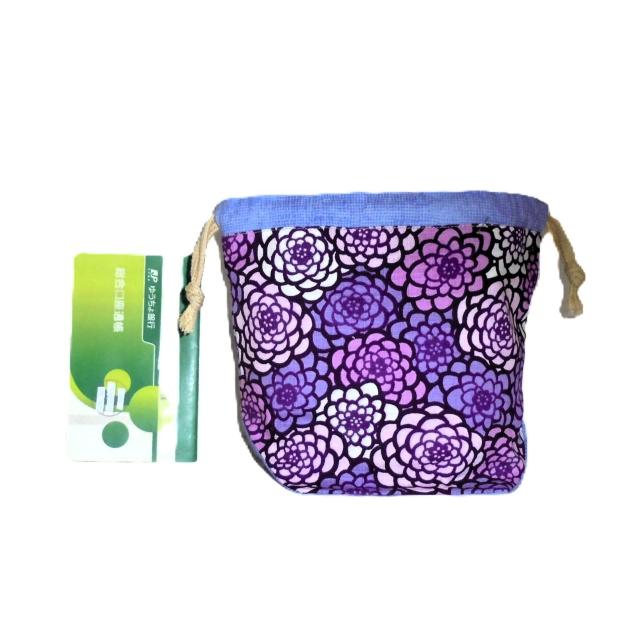 【底マチ幅が広い巾着】◆紫ピンク白ダリア◆裏地あり巾着 < 女性ファッション 【底マチ幅が広い巾着】◆紫ピンク白ダリア◆裏地あり巾着 < 女性ファッションの