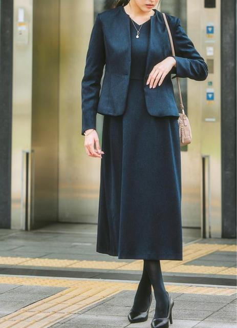 新品☆LL♪紺系ワンピーススーツ♪フォーマル・お仕事・入卒にも☆R150 < 女性ファッション 新品☆LL♪紺系ワンピーススーツ♪フォーマル・お仕事・入卒にも☆R150 < 女性ファッションの