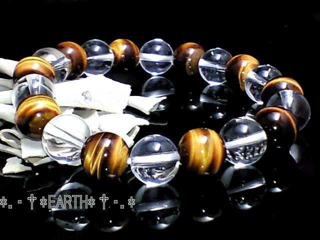 天然石★10ミリ虎目石&高級天然水晶数珠 < 男性アクセサリー/時計 天然石★10ミリ虎目石&高級天然水晶数珠 < 男性アクセサリー/時計の