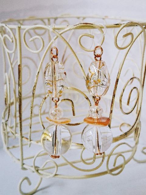 クリアゴールドラインナツメシェルクリアパール座金樹脂ピアス☆ < 女性アクセサリー/時計  クリアゴールドラインナツメシェルクリアパール座金樹脂ピアス☆  < 女性アクセサリー/時計の