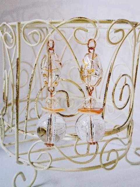 クリアゴールドラインナツメシェルクリアパール座金樹脂ピアス☆ < 女性アクセサリー/時計  クリアゴールドラインナツメシェルクリアパール座金樹脂ピアス☆ < 女性アクセサリー/時計の