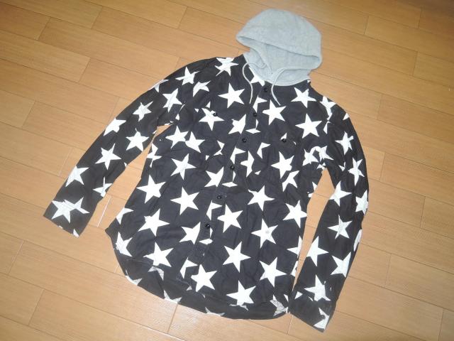 SOPHNET.ソフネット星柄フランネルパーカーシャツS黒白☆ < ブランド  SOPHNET.ソフネット星柄フランネルパーカーシャツS黒白☆ < ブランドの
