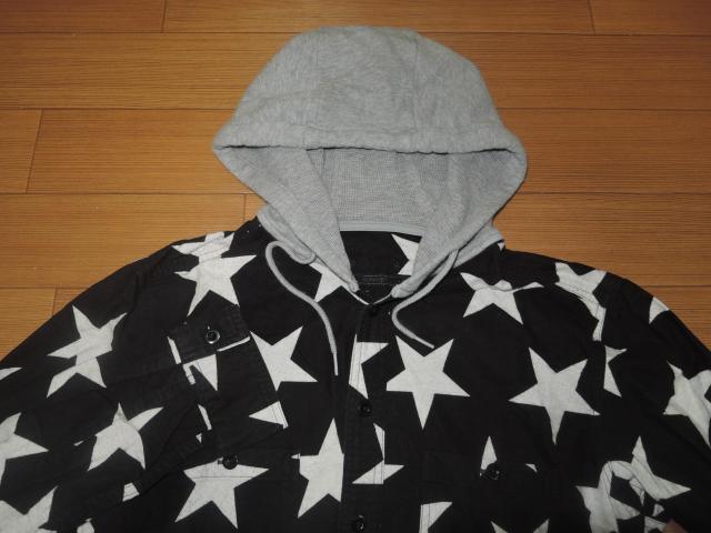 SOPHNET.ソフネット星柄フランネルパーカーシャツS黒白☆ < ブランド  SOPHNET.ソフネット星柄フランネルパーカーシャツS黒白☆ < ブランドの