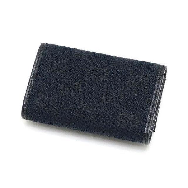 ◆ 本物 未使用品 ◆ GUCCI グッチ 6連キーケース GGキャンバス レザー 黒 ブラック 保存袋 箱 人気 127048 < ブランド  ◆ 本物 未使用品 ◆ GUCCI グッチ 6連キーケース GGキャンバス レザー 黒 ブラック 保存袋 箱 人気 127048 < ブランドの