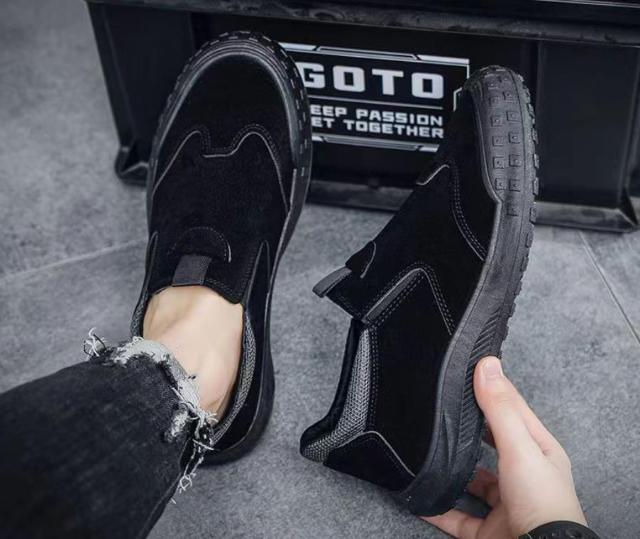 スニーカー メンズ スエード風 スリッポン フラット ブラック ベージュ 26cm 26.5cm < 男性ファッション スニーカー メンズ スエード風 スリッポン フラット ブラック ベージュ 26cm 26.5cm < 男性ファッションの